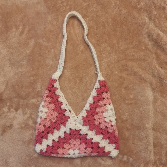 HANDMADE Crochet Granny Square Bag Pink Purple Green Blue - Picture 3 of 7